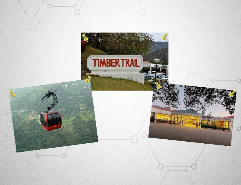 Hotel Timber Trail in Parwanoo, Himachal Pradesh — the ropeway-linked mountaintop resort that established the firm's name in 1988.